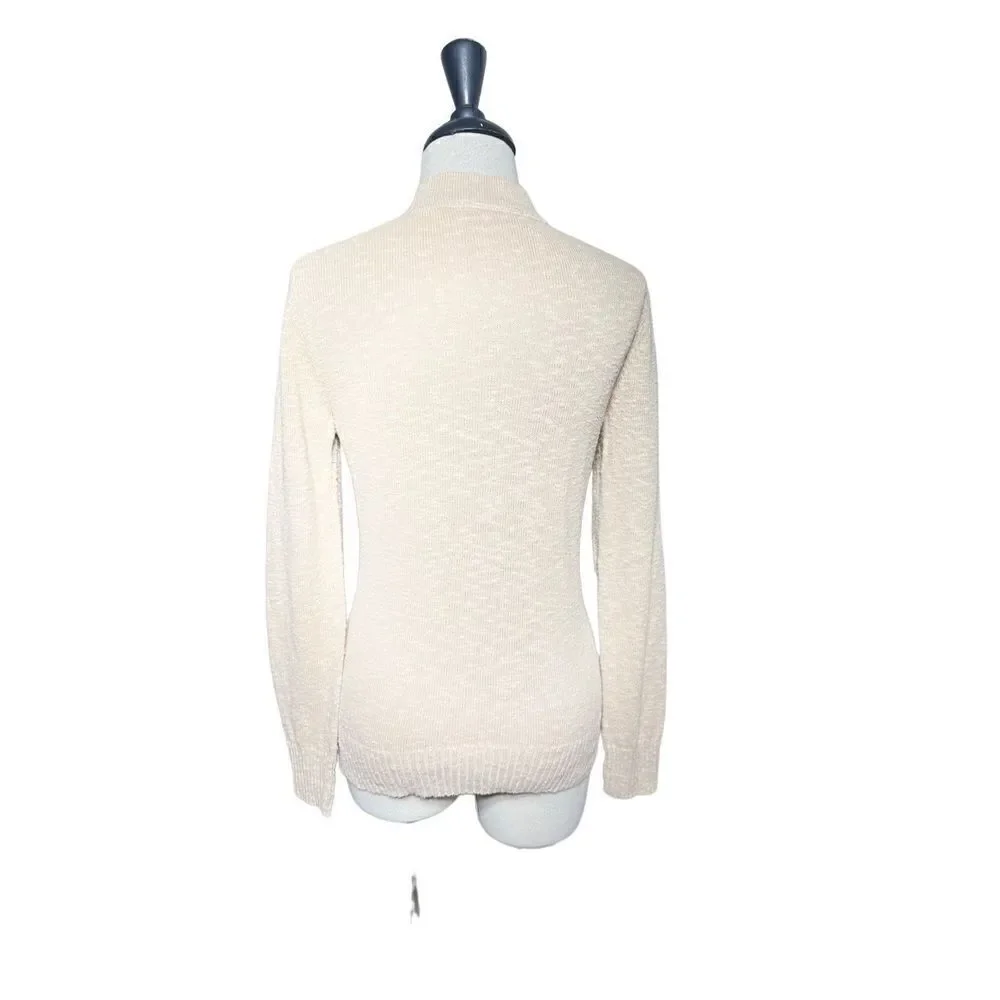 Tory Burch Tan Nubby Cardigan Sweater Linen Blend XSmall